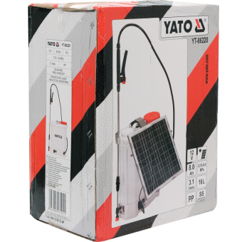 YATO Оприскувач акумуляторний YATO ранцевий, 12 В, 8 Агод, 16л, продуктивность- 3.1 л/хв(сонячна бат