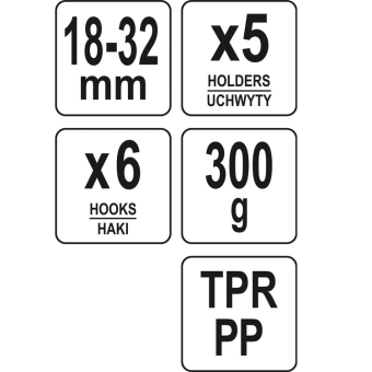 FLO Вішалка для присадибного інвентара , 6 гаків і 5 комірок з діапаз.- 18х 32 мм  | 89950