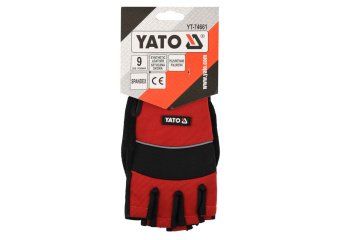 YATO Рукавиці робочі з відкритими пальцями YATO : штучна шкіра + синтетична тканина, розмір 9  | YT-