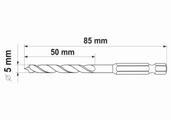 YATO Свердло по дереву YATO : Ø5 x 85/50 мм, хвостовик- HEX 1/4", HSS 4241  | YT-33862
