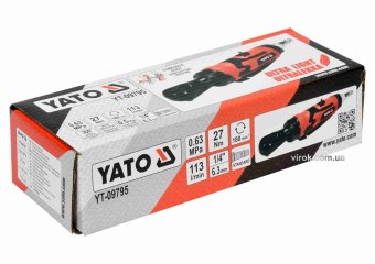 YATO Тріщатка пневматична YATO : квадрат- 1/4", F= 27 Нм, спож. повітря- 113 л/хв, тиск- 6.3 Bar  | 