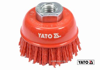 YATO Щітка зачисна з нейлоновим ворсом "чашка", до КШМ : Ø=65 мм, гайка- М14