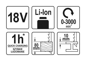 YATO Пила шаблева акумуляторна YATO : Li-Ion 18 В, (БЕЗ АКУМУЛЯТОРА)  | YT-82815
