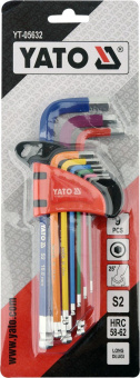 YATO Ключі шестигранні з кулькою YATO : М1.5-10 мм, Г-подібні, HRC 58-62, S2  | YT-05632