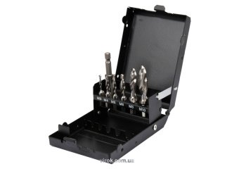 YATO Набір свердл-мітчиків YATO М3-М10, HSS М2, HEX-1/4", з подовжувачем l= 60 мм, 7 шт  | YT-44849