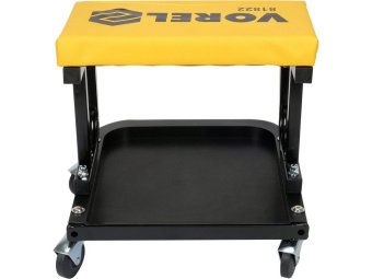 Табурет на 4 колесах VOREL з полкою для інструментів, навантаж.- 115 кг, сідло- 355x 195x 40 мм [5]