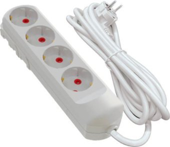 Подовжувач мережевий VIROK: l= 3 м, з 4 гніздами із заземленням