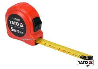 YATO Рулетка YATO: L=5 мx19 мм, з сталевою стрічкою, нейлоновим покриттям, подвійним блокуванням  | 