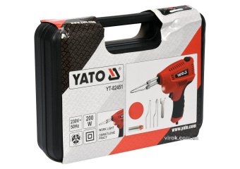 YATO Паяльник імпульсний мережевий YATO, P=200 Вт, макс t=500°С, з аксесуарами  | YT-82451