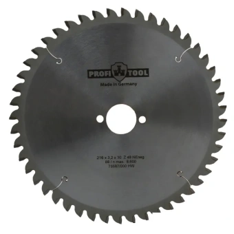 Диск пильный по алюминию 216х3.2х2.6х30 мм, Z=48, форма зуба TFneg, поперечный рез PROFITOOL