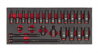 MILWAUKEE Ложемент з головками ShW 3/8'' SKT, подовженими (23шт) | 4932493390