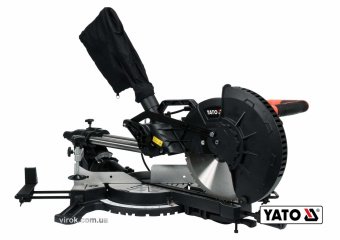 YATO Пила торцьовальна з протяжкою YATO: P=1.8кВт,диск Ø=255/25.4(30.0мм, різ 90°-45° (Дерево/Метал)