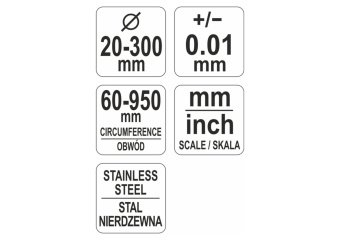 YATO Циркометр для кола- 60-950 мм і діаметра 20-300 мм YATO з метр. і дюйм. шкалами, стал  | YT-717