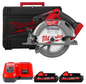 MILWAUKEE Пила дискова ручна акумуляторна, M18 FCCS55-302X, Ø165мм (+зар.пр.,2ак.Х 3Аг,HDкейс)