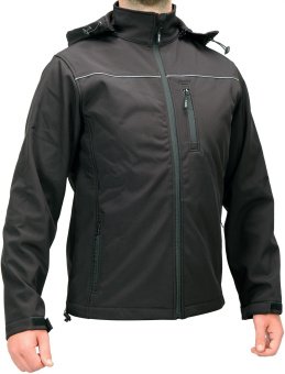 YATO Куртка робоча SOFTSHELL з прикріпн капюшоном YATO розм S, чорна, 3 кишені, 96% поліест і 4% спа