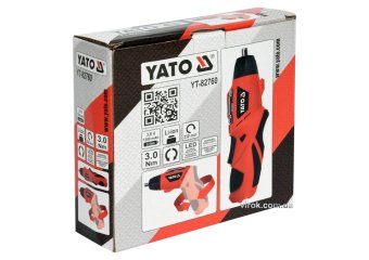 YATO Викрутка акумуляторна YATO Li-Ion, 1.3 АхГод, 3.6 В; F=3 Nm, зі змінним корпусом  | YT-82760