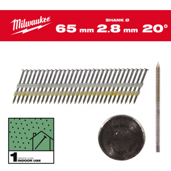 MILWAUKEE Цвяхи 15G, 20°/65мм, (2000шт.) | 4932492587