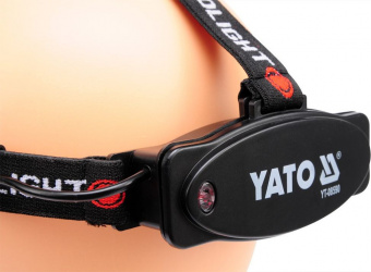 YATO Ліхтар діодний 3 Вт водонепроникний YATO на чоло на батарейки 3х ААА, 3 режими світла,  | YT-08