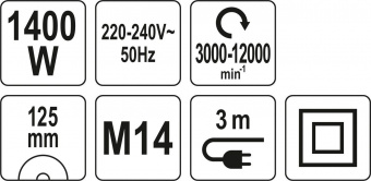 YATO Угловая шлифмашина 125 мм с контролем скорости YATO YT-82098