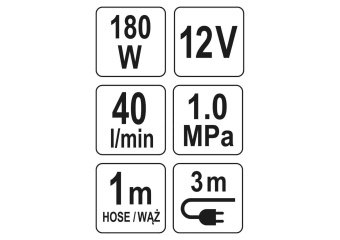 Компресор автомобільний YATO: 12 В, 180 Вт, тиск- 1MПа, 40л/хв, шланг- 1м, кабель- 3м +ліхтар LED[8]