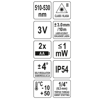 STHOR Нівелір лазерний з зеленими гориз./вертик. променями:, точність- ± 3 мм/ 10 м  | 18002