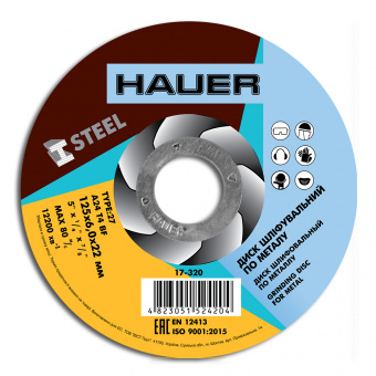 17-320 Диск шліфувальний по металу, тип 27, 125х6,0х22, Hauer | Hauer