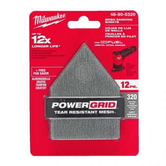 MILWAUKEE Шлиф. бумага 67х92 зерно 320 (12 шт) + подложка (1 шт), исключительно для M12 FDSS | 48805