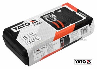 YATO Кліщі для проколювання отворів YATO в листов. металі ≤ 1 мм, 14 насадок Ø= 2-7 мм, 16 шт + кейс