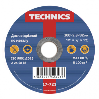 17-721 Диск відрізний по металу, 300х2,8х32, Technics | Technics