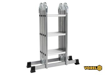 VOREL Драбина розкладна : 4 секції x 3 сходини, h=3.4 м, 94х35х27 см, алюміній+сталь  | 17704