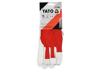 YATO Рукавиці робочі біло-червоні YATO : бавовна + шкіра, розмір 10  | YT-74642