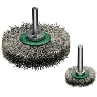 Щетка цилиндрическая 100 мм, хвостовик 6 мм, из нержавеющей проволоки 0.3 мм, 4500 об / мин LESSMANN