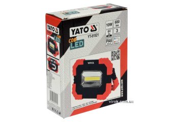 YATO Прожектор діодний, переносний YATO, 10Вт, 680 лм, 3 режими, живл.- 4х АА, 160х120х45 мм, магніт