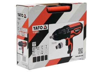 YATO Гайковерт ударний мережевий YATO: 1/4" HEX x 1/2" F, 1020Вт, 600Нм, 2600 об/хв +4 головки і кей