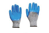 Перчатки с вспененным латексным покрытием р10 (серый+синий) СИЛА