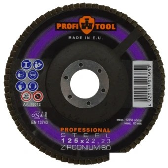 Круг шлифовальный лепестковый PROFITOOL PROFESSIONAL 125x22.23 мм, ZIRCONIUM 60