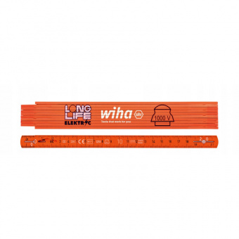 WIHA Складной метр электрика Longlife, 2 м метрический, 10 звеньев | W42068
