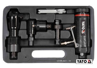 YATO Тріщатка, шліфмашинки кутова і пряма пневматичні YATO: 1/2", тиск- 0.63 МПа, 113 л/хв 3 шт+кейс