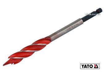 YATO Свердло по дереву YATO : Ø= 14 мм, L= 165 мм, HRC 40-45 з 4 пругами, HEX- 1/4"  | YT-44682