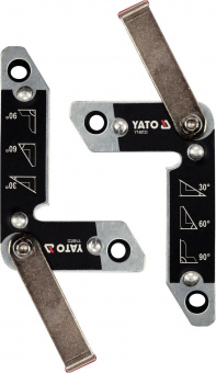 YATO Кутники магнітні для зварювання YATO: кут: 30°, 60°, 90°, сталеві, сила утримування- 32 кг, 2 ш