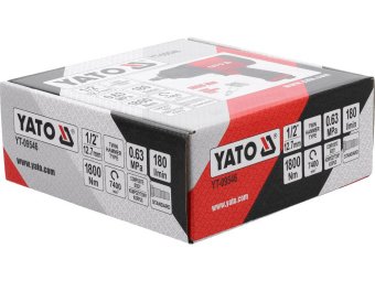 Гайковерт ударний пневматичний YATO квадрат 1/2", F=1800 Nm, спожив повітря- 180 л/хв тиск- 0,65 MPa