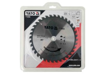YATO Диск пиляльний победітовий по дереву YATO: 235x25.4x2.8x1.8 мм, 36 зубців R.P.M до 7000 1/хв  |