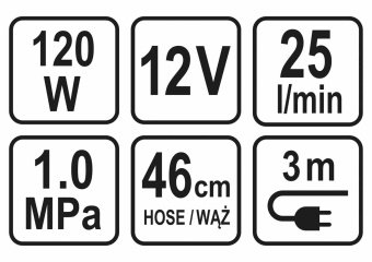 STHOR Компресор автомобільний : 12 В, 120 Вт, 25 л/хв, тиск- 1 МПа + шланг 46 см, 3 насадки  | 82105