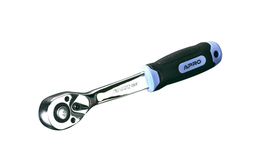 Ключ-трещотка с изогнутой ручкой CrV 1/4 (90T) APRO