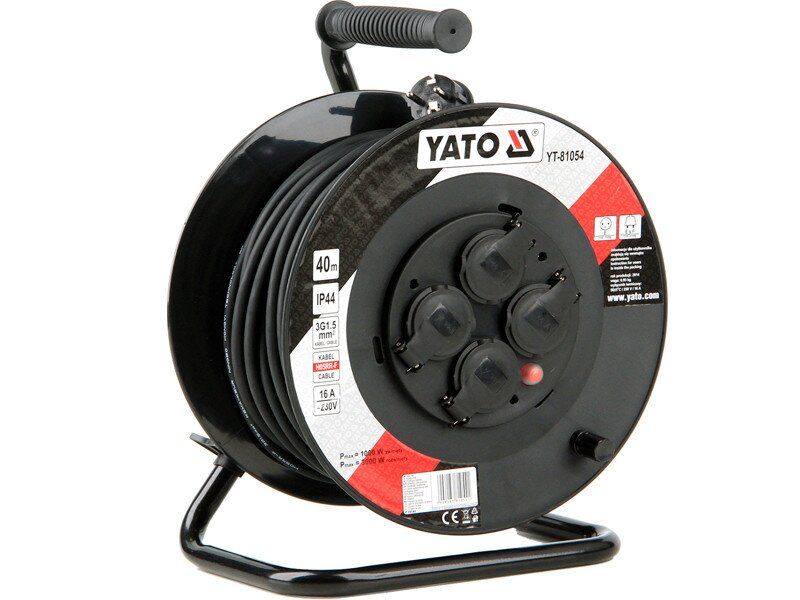 YATO Подовжувач мережевий YATO : l= 40м. до 16 А на котушці; кабель 3-жильний Ø=1,5 мм²  | YT-81054