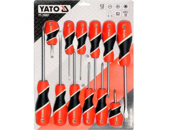 YATO Набір викруток плоских хрестових YATO : SL, PH, SQ. 12 шт.  | YT-25967