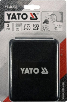 YATO Свердла конічні по металу і ПВХ YATO, HSS 4241, для отворів Ø=3-14мм, 8-20 мм, 16-3мм; 3 шт  | 