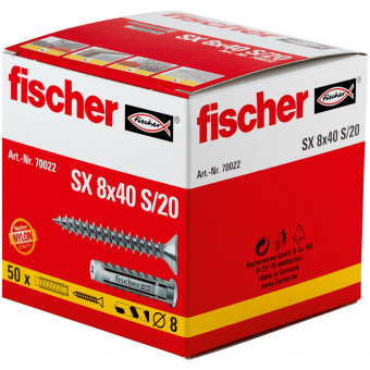 Fischer Дюбель SX 8 x 40 с кромкой и шурупом 5,0 x 55