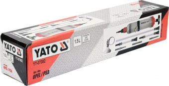 YATO Шприц ручний для відсмоктовування технічної рідини YATO: 1,5 л, 2 універс. адаптери  | YT-07082